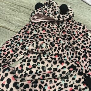 Children’s Place Pink Chetah Animal Print Union Suit Warm Cozy Pajamas 7/8